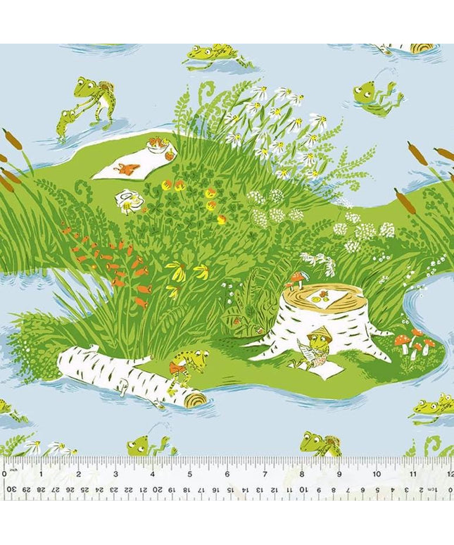 Heather Ross Studio Edit Frog Pond Blue 37022D-1, Windham Fabric, Cotton, Sold by the Half Yard