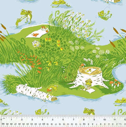Heather Ross Studio Edit Frog Pond Blue 37022D-1, Windham Fabric, Cotton, Sold by the Half Yard