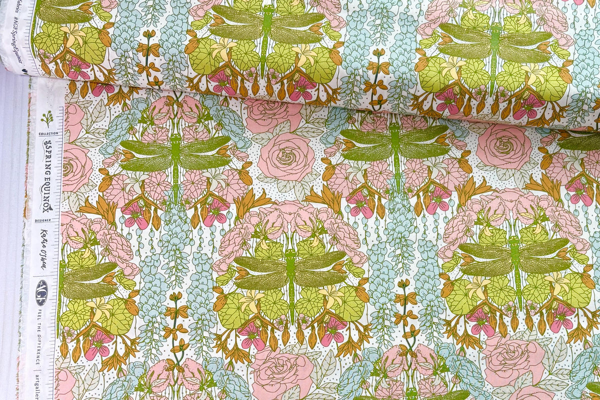 AGF Fabric | Libellule in Ascension | AGF Spring Equinox | Sold by the Half Yard | Dragonfly | Katie O’Shea