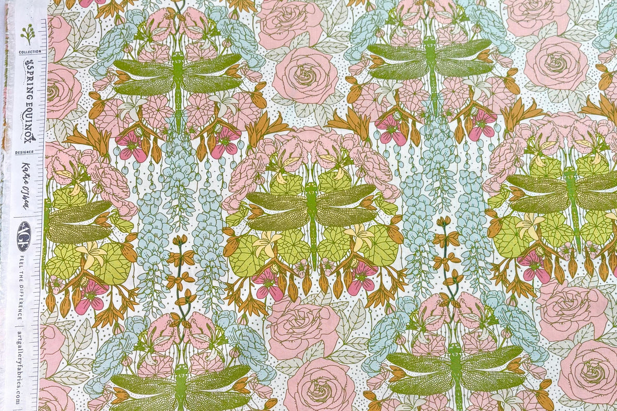 AGF Fabric | Libellule in Ascension | AGF Spring Equinox | Sold by the Half Yard | Dragonfly | Katie O’Shea