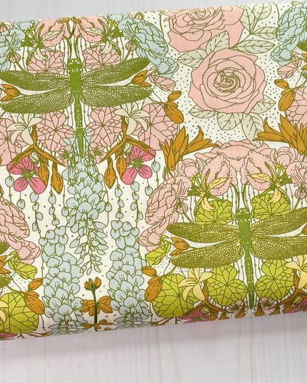 AGF Fabric | Libellule in Ascension | AGF Spring Equinox  | Sold by the Half Yard | Dragonfly | Katie O’Shea