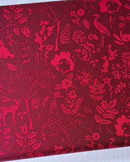 AGF Fabric | Flora and Fauna Foresta | Deer Fabric | Woodland Animals | FUS-FO-2108 | Sold by the Half Yard