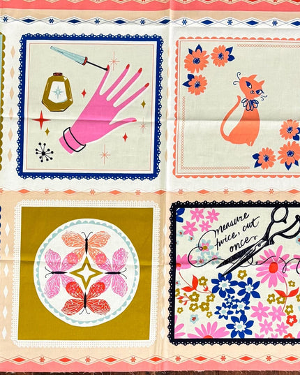 Beauty Shop 23" x 44" Hankie Panel blue Melody Miller Cotton + Steel fabric OOP