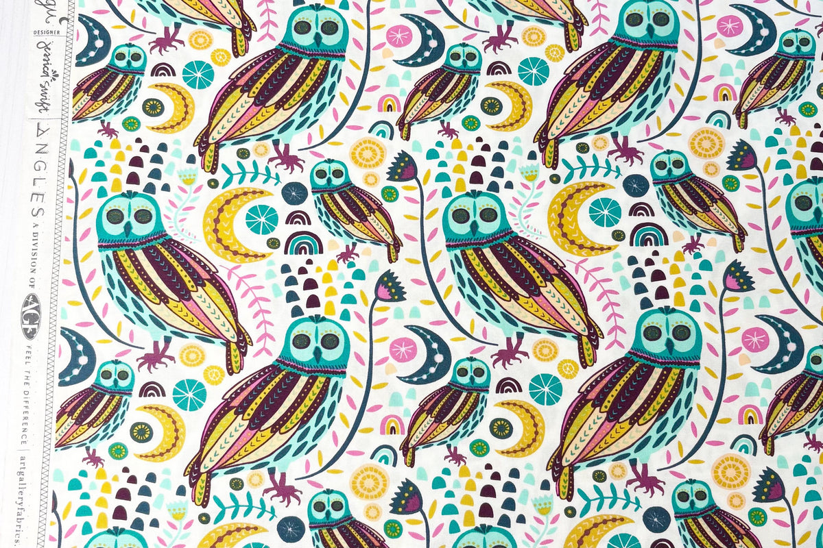 AGF Fabric | Sova Nightlight | LGU-57100 LUGU | Art Gallery Fabrics | Jessica Swift | Cotton Fabric | Owl Fabric | Sold by the Half Yard