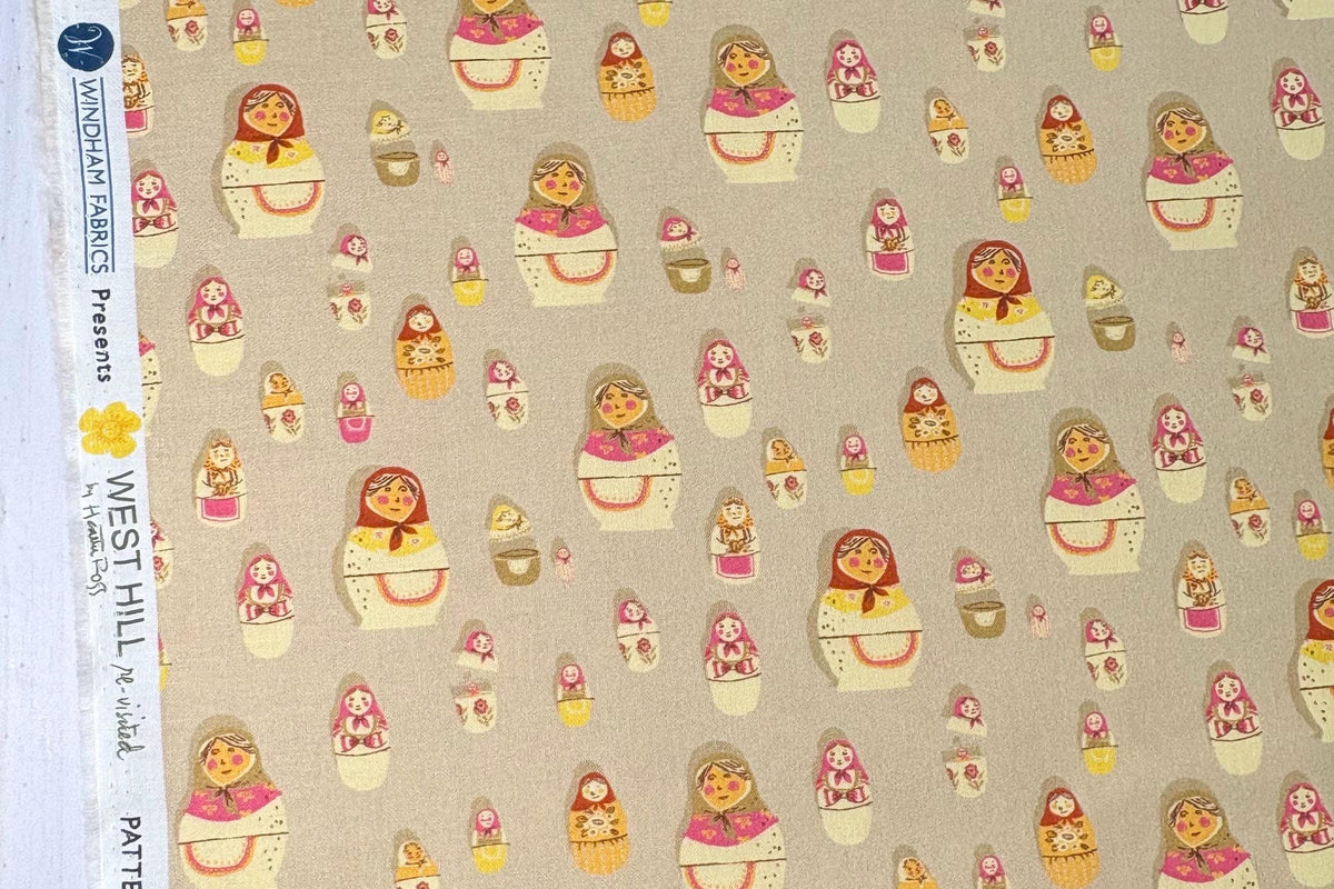 Heather Ross | West Hill by Heather Ross for Windham Fabrics | Matryoshka Dolls | 52875-6 - 125 | Russian Nesting Dolls | Fat Quarter