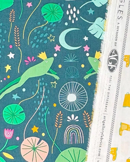 Fat Quarter SET | Yellow Rain Boots | Rain or Shine - Puddle Jump | Art Gallery Fabrics | Frog Song in Evening from Jessica Swift