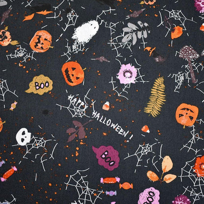 Art Gallery Fabrics | Eerie Deliciously Haunted Collage Cotton Graphite | AGF Halloween | Sold by the Half Yard