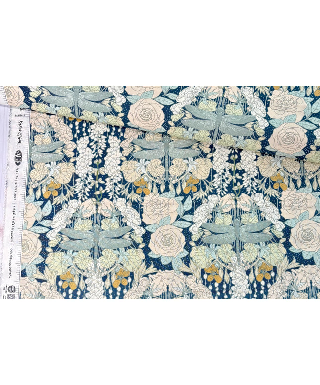 AGF Fabric | Libellule in Awakening | AGF Spring Equinox  | Sold by the Half Yard | Dragonfly | Katie O’Shea