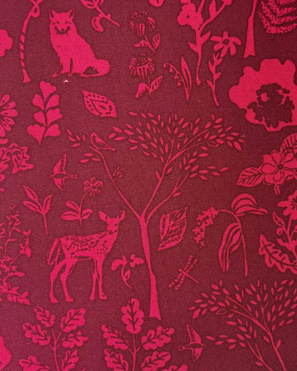 AGF Fabric | Flora and Fauna Foresta | Deer Fabric | Woodland Animals | FUS-FO-2108 | Sold by the Half Yard