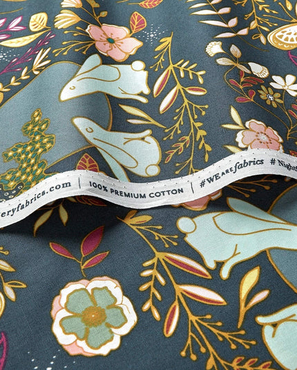 Nightfall Moon Stories Spark | Art Gallery Fabrics | AGF Quilt Fabrics | Bunny Fabric | Sold by the Half Yard