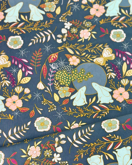 Nightfall Moon Stories Spark | Art Gallery Fabrics | AGF Quilt Fabrics | Bunny Fabric | Sold by the Half Yard