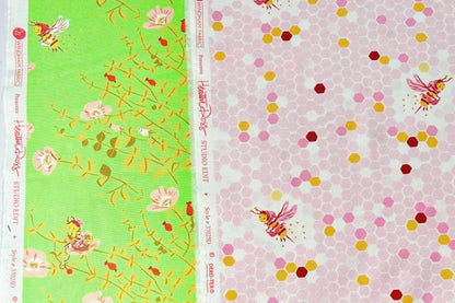 Fat Quarter SET | Heather Ross Studio Edit | Nanny Bee Fabric | Hex Bee in Pink | Windham Fabric | Studio Edit