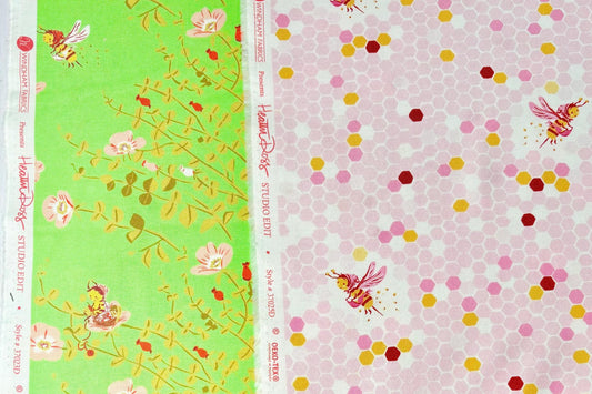 Fat Quarter SET | Heather Ross Studio Edit | Nanny Bee Fabric | Hex Bee in Pink | Windham Fabric | Studio Edit