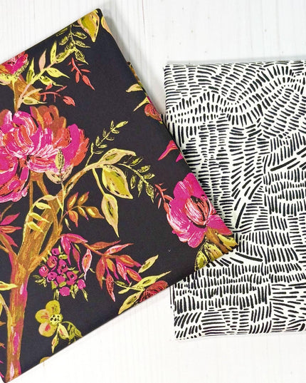 Fat Quarter SET | AGF Floral | black white cotton | Art Gallery Fabrics | Rose Cotton