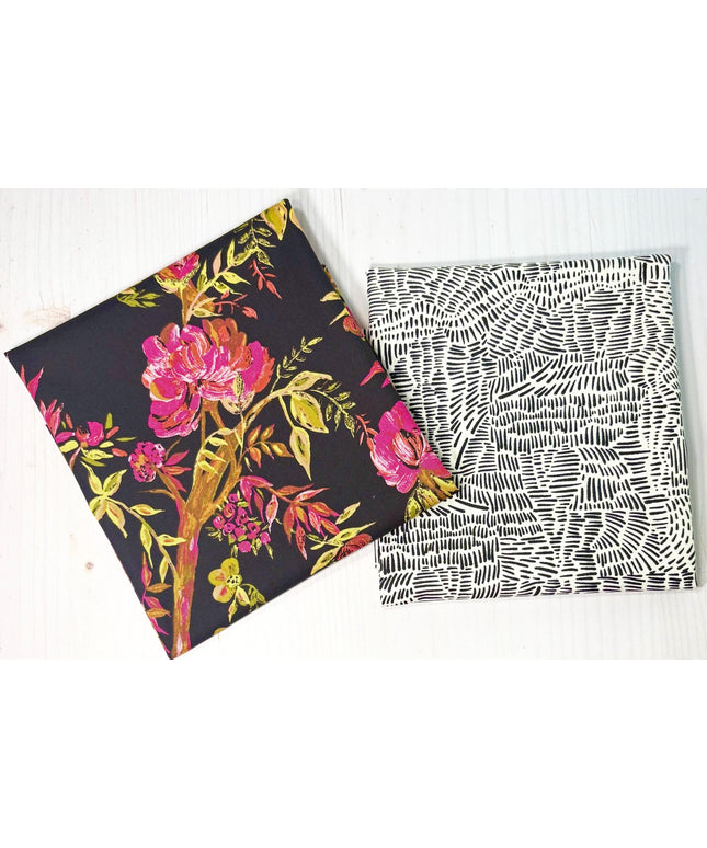 Fat Quarter SET | AGF Floral | black white cotton | Art Gallery Fabrics | Rose Cotton