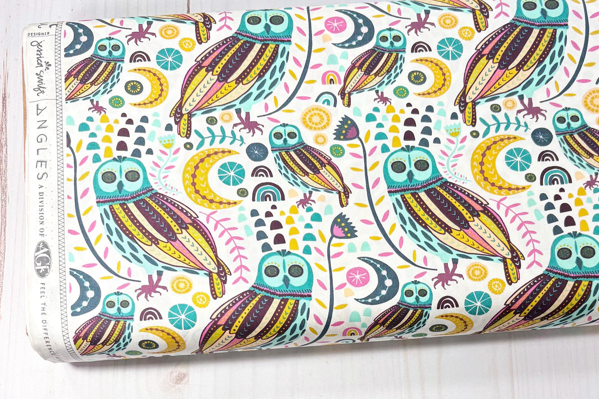 AGF Fabric | Sova Nightlight | LGU-57100 LUGU | Art Gallery Fabrics | Jessica Swift | Cotton Fabric | Owl Fabric | Sold by the Half Yard