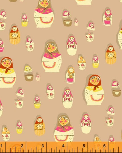 Heather Ross | West Hill by Heather Ross for Windham Fabrics | Matryoshka Dolls | 52875-6 - 125 | Russian Nesting Dolls | Fat Quarter