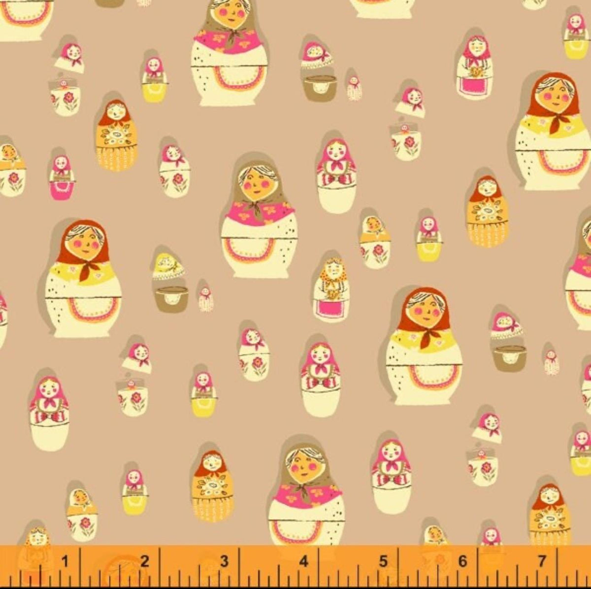 Heather Ross | West Hill by Heather Ross for Windham Fabrics | Matryoshka Dolls | 52875-6 - 125 | Russian Nesting Dolls | Fat Quarter