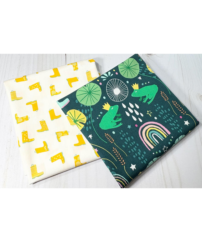 Fat Quarter SET | Yellow Rain Boots | Rain or Shine - Puddle Jump | Art Gallery Fabrics | Frog Song in Evening from Jessica Swift