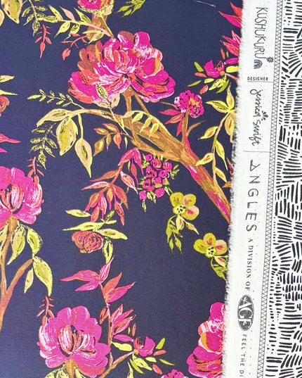Fat Quarter SET | AGF Floral | black white cotton | Art Gallery Fabrics | Rose Cotton