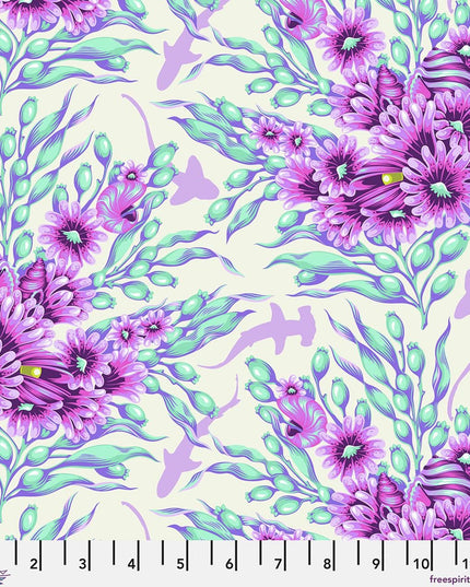PRE-ORDER, Tula Pink Floral Reef Shadow Sharks Ultraviolet PWTP267, Free Spirit Fabric, Ocean, 100% Cotton Fabric, April 2026 Release