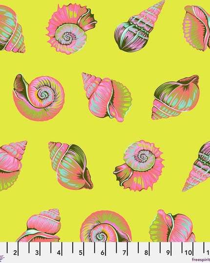 PRE-ORDER, Tula Pink Floral Reef Lil Shelly Seagrass PWTP266, Free Spirit Fabric, 100% Cotton Fabric, April 2026 Release