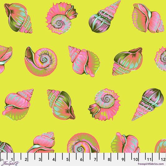 Tula Pink Floral Reef Lil Shelly Seagrass PWTP266, Free Spirit Fabric, 100% Cotton Fabric, Sold by the Half Yard