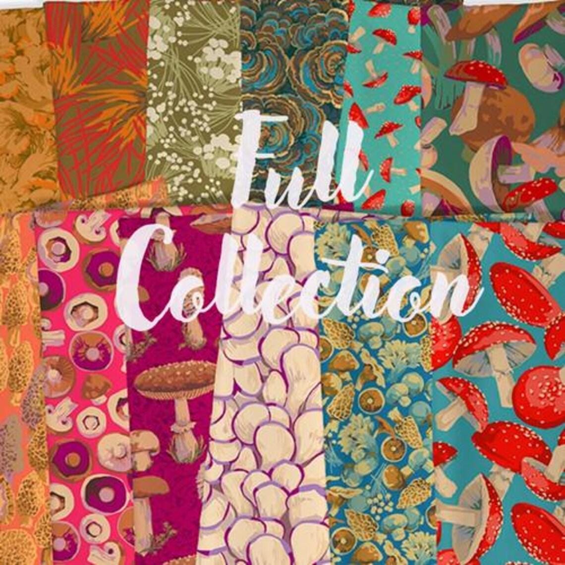 Martha Negley Forage, Button Mushroom - Pink, Free Spirit Fabric, Mushrooms, Cotton Fabric, Sold by the Half Yard