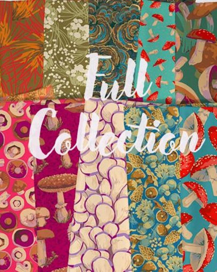 Martha Negley Forage, Button Mushroom - Pink, Free Spirit Fabric, Mushrooms, Cotton Fabric, Sold by the Half Yard
