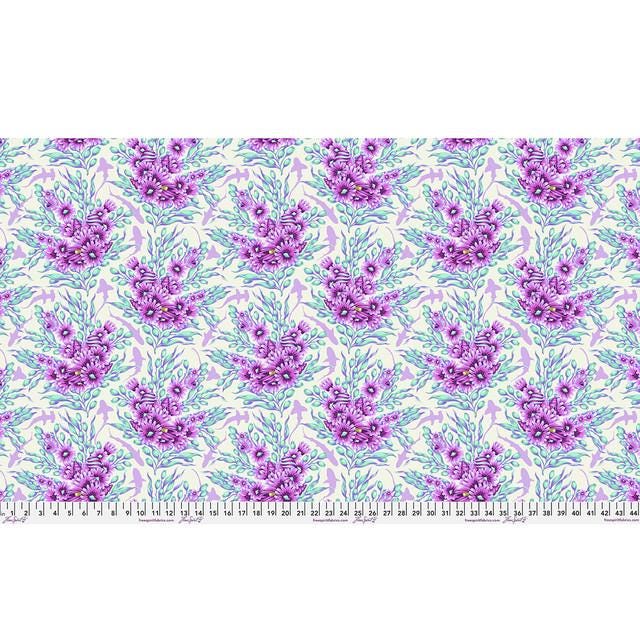 Tula Pink Floral Reef Shadow Sharks Ultraviolet PWTP267, Free Spirit Fabric, Ocean, 100% Cotton Fabric, Sold by the Half Yard