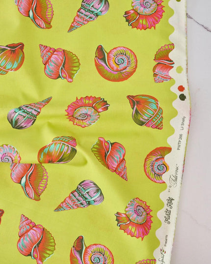 PRE-ORDER, Tula Pink Floral Reef Lil Shelly Seagrass PWTP266, Free Spirit Fabric, 100% Cotton Fabric, April 2026 Release