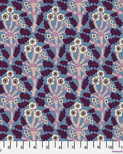 Monika Forsberg The City of Dreams Angel Blue PWMF052, Free Spirit Fabric, 100% Cotton Fabric, Sold by the Half Yard