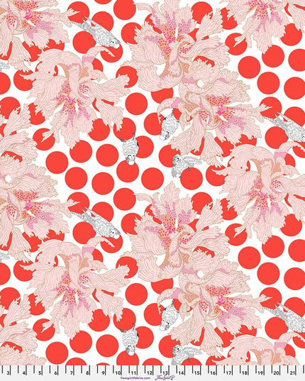 Penny Jeffries, Blostma & Song, Spotty Peony - Vermilion PWPE012, Free Spirit Fabric, Cotton, Sold by the Half Yard