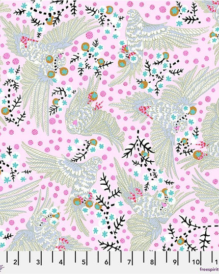 Penny Jeffries, Blostma & Song, Bird Candy - Rose PWPE002, Free Spirit Fabric, Cotton Fabric, Sold by the Half Yard