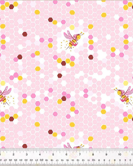 Heather Ross Studio Edit |  Bee Fabric | Hex Bee in Pink | By the Half or Full Yard | Windham Fabric | Studio Edit by Heather Ross