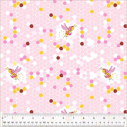 Heather Ross Studio Edit | Bee Fabric | Hex Bee in Pink | By the Half or Full Yard | Windham Fabric | Studio Edit by Heather Ross