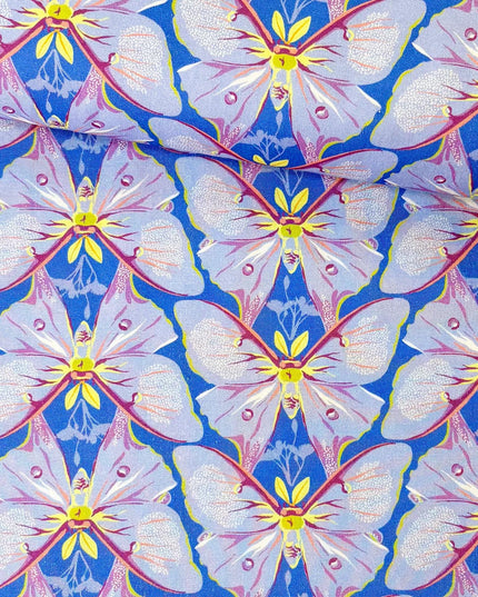Tamara Kate, Insectarium Periwinkle Luna Fabric, 100% Quilters Cotton, Windham, butterfly fabric, Sold by the Half Yard
