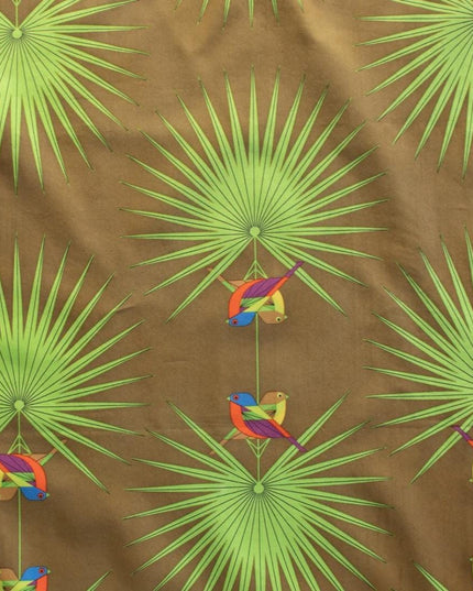 Charlie Harper Birch Fabrics, Flamboyant Feathers Green ,Cotton, Sold by the Half Yard
