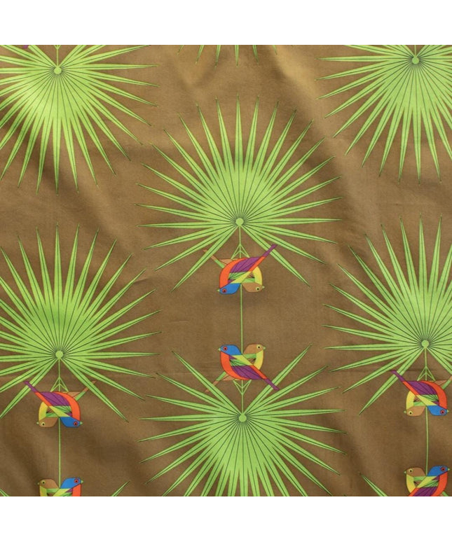 Charlie Harper Birch Fabrics, Flamboyant Feathers Green ,Cotton, Sold by the Half Yard