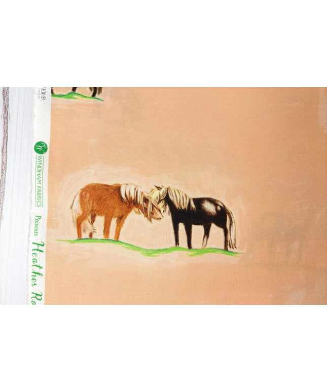 Ponies - Peach, 54253D-4, Heather Ross, By Hand, Windham Fabrics, Quilting Fabric, Nursery Decor, Cotton Fabric, Fabric By The Half Yard