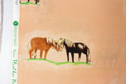 Ponies - Peach, 54253D-4, Heather Ross, By Hand, Windham Fabrics, Quilting Fabric, Nursery Decor, Cotton Fabric, Fabric By The Half Yard