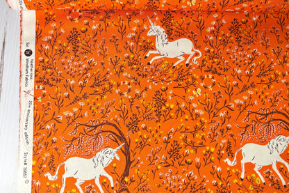 OOP Heather Ross Far Far Away Reprint Windham Fabrics - 39657-7 Orange Unicorns | Sold by the Fat Quarter