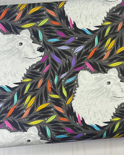 Just Bearly - Carbon - Tula Pink True Colors Graywork, Free Spirit Fabrics, Sold by the Half Yard