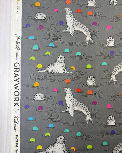 Seal the Deal - Carbon - Tula Pink True Colors Graywork, Free Spirit Fabrics, Sold by the Half Yard