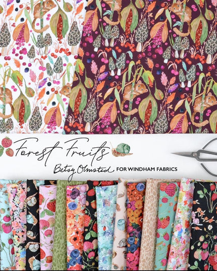 Little Dormouse from the Forest Fruits Collection by Windham 54770D-2 Berry - Sold by Half Yard