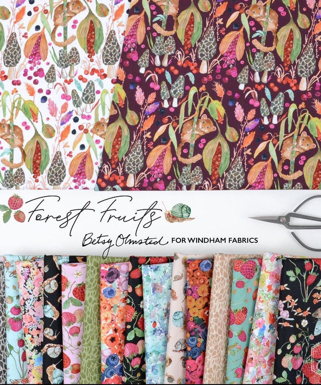 Little Dormouse from the Forest Fruits Collection by Windham 54770D-2 Berry - Sold by Half Yard