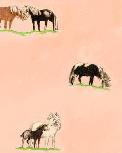 Ponies - Peach, 54253D-4, Heather Ross, By Hand, Windham Fabrics, Quilting Fabric, Nursery Decor, Cotton Fabric, Fabric By The Half Yard