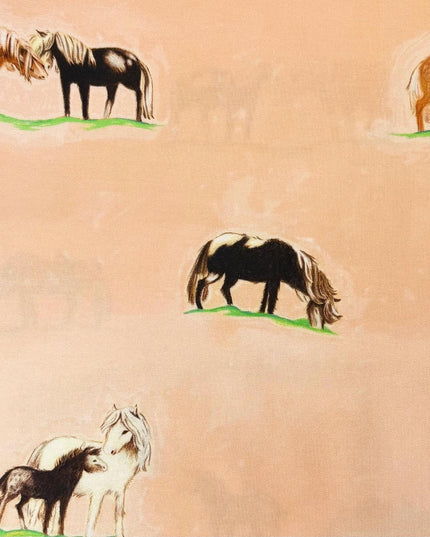 Ponies - Peach, 54253D-4, Heather Ross, By Hand, Windham Fabrics, Quilting Fabric, Nursery Decor, Cotton Fabric, Fabric By The Half Yard