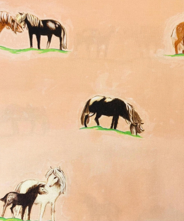 Ponies - Peach, 54253D-4, Heather Ross, By Hand, Windham Fabrics, Quilting Fabric, Nursery Decor, Cotton Fabric, Fabric By The Half Yard