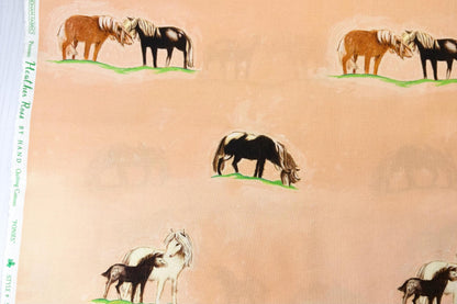Ponies - Peach, 54253D-4, Heather Ross, By Hand, Windham Fabrics, Quilting Fabric, Nursery Decor, Cotton Fabric, Fabric By The Half Yard